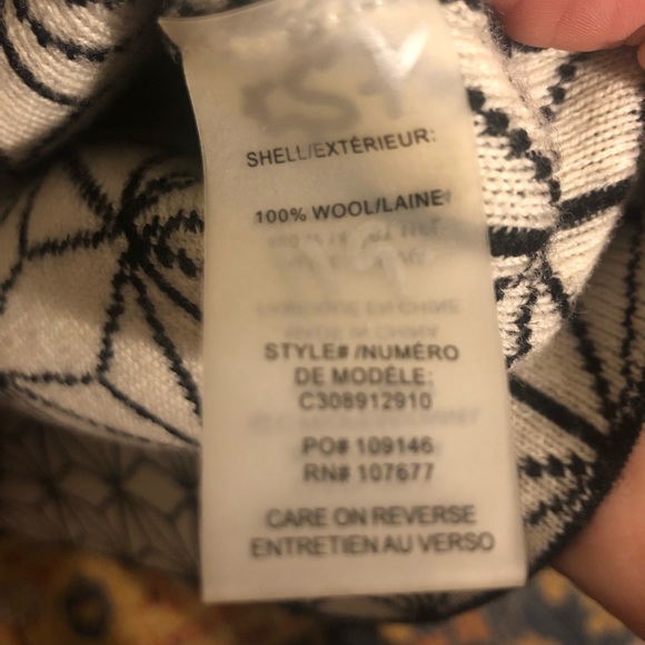 Alice and Olivia wool sweater dress L black white geometric print EUC - Picture 3 of 5